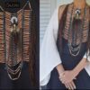 Native American styled handcrafted breastplate with bone pipes, leather, beads and feathers- JD3938(A) - Image 4