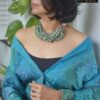 12 lines Jade beaded cluster necklace with 2 pieces Afghani bell caps