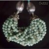 12 lines Jade beaded cluster necklace with 2 pieces Afghani bell caps product only