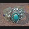 Tibetan Single piece Open Cuff Turquoise Bracelet (Adjustable)