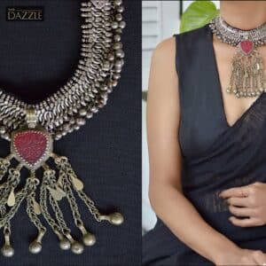 Afghani Kutchi bell choker with pendant