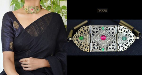 Vintage afghani tribal choker with glass beads