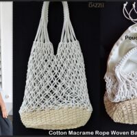 Macrame weave shoulder bag with matching pouch inside