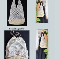 Macrame weave shoulder bag with matching pouch inside