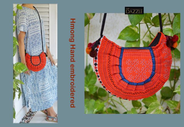 Thai Hmong Unique Embroidery Handmade Bohemian Sling Bag