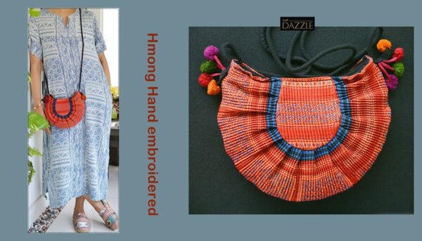 Thai Hmong Unique Embroidery Handmade Bohemian Sling Bag