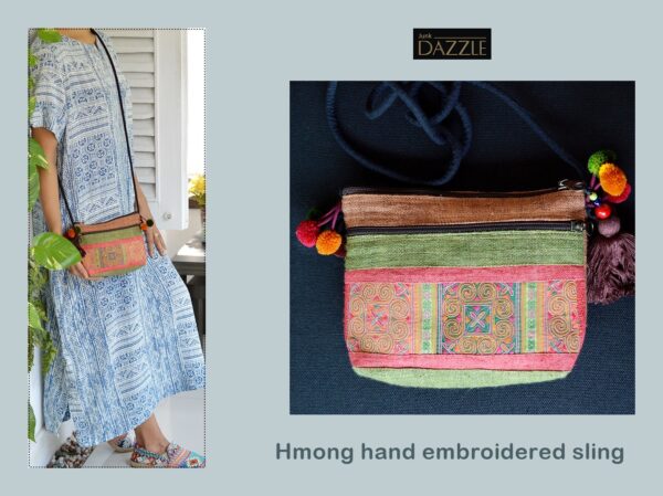 Hill tribe hand embroidered sling bag