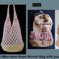 Macrame weave shoulder bag with matching pouch inside