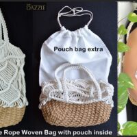 Macrame weave shoulder bag with matching pouch inside