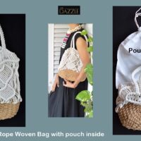 Macrame weave shoulder bag with matching pouch inside