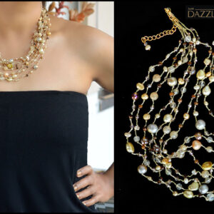 MULTILAYERED PEARL & CRYSTAL NECKLACE