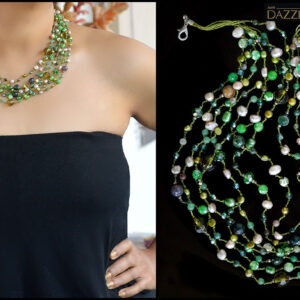 MULTILAYERED PEARL & CRYSTAL NECKLACE