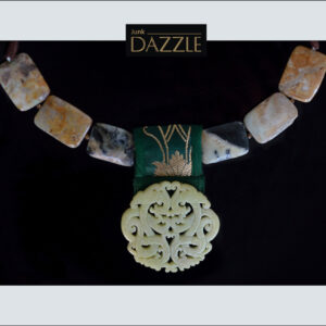 Necklace with carved Jade pendant & agate