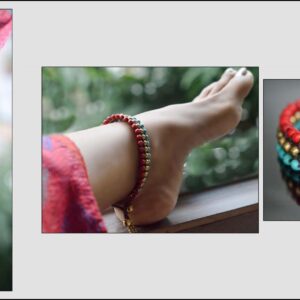 Handwoven brass Anklet with turquoise & coral