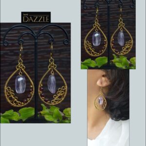 Brass and amethyst earrings