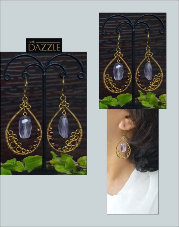 Brass and amethyst earrings