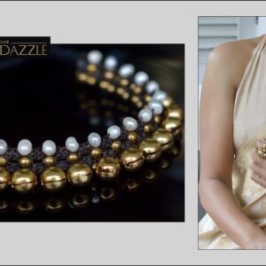 Brass & pearl bell choker