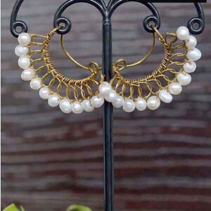 brass crescent earrings pair