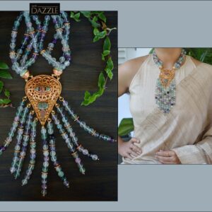 Fluorite waterfall necklace with Tibetan pendant