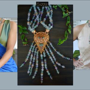 Fluorite waterfall necklace with Tibetan pendant