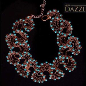 Handcrafted copper wire Crochet choker with turquoise beads