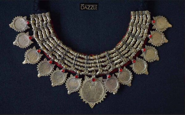 Kutchi Aghani Afghani brass choker with brass accent medallions