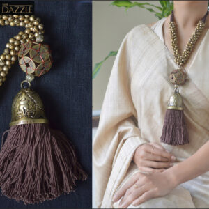 Fengshui ball and wind chime bell brass beaded necklace