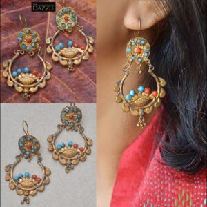 Old Afghani gold plated earrings