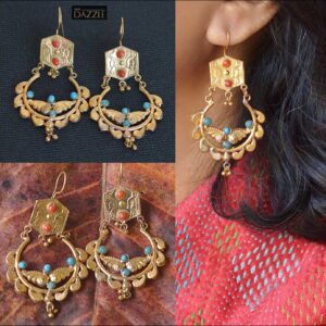 Old Afghani gold plated earrings