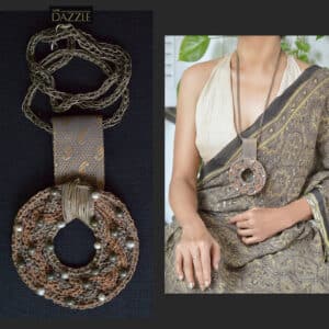 Handwoven grass pendant and handmade afghani chain
